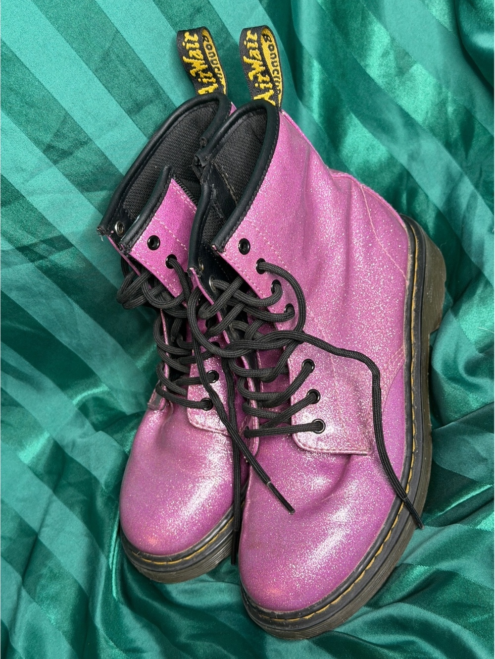 Dr Martens 1460 Glitter J Purple Sparkle Ankle Boots Zip Womens 5 Youth 4